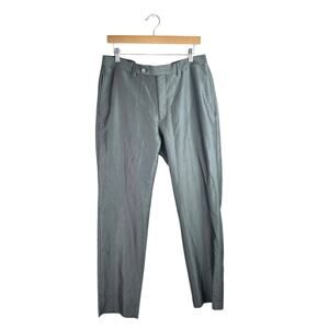 Calvin Klein Men's Gray Pinstriped Straight Leg Career Trousers Dress Pants 34